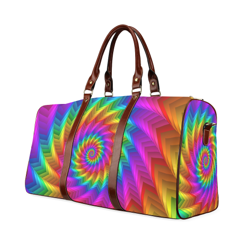 Psychedelic Rainbow Spiral Fractal Waterproof Travel Bag/Small (Model 1639)