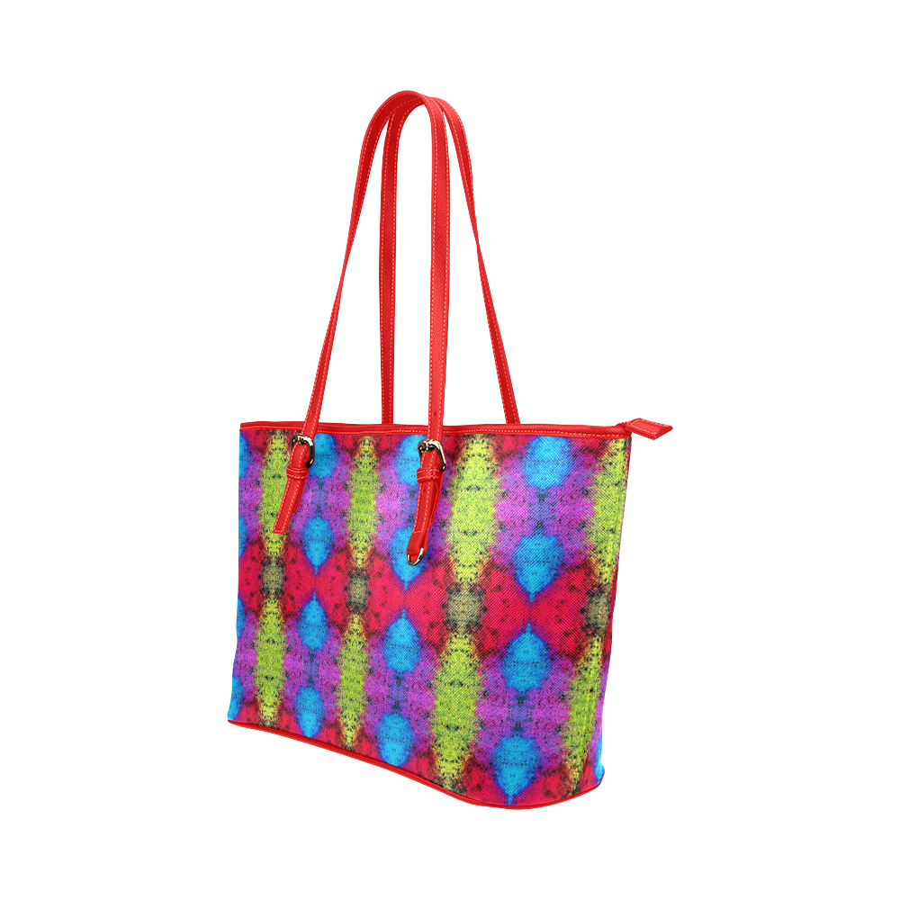 Colorful Painting Goa Pattern Leather Tote Bag/Small (Model 1651)