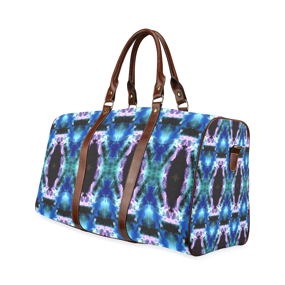 Blue, Light Blue, Metallic Diamond Pattern Waterproof Travel Bag/Large (Model 1639)