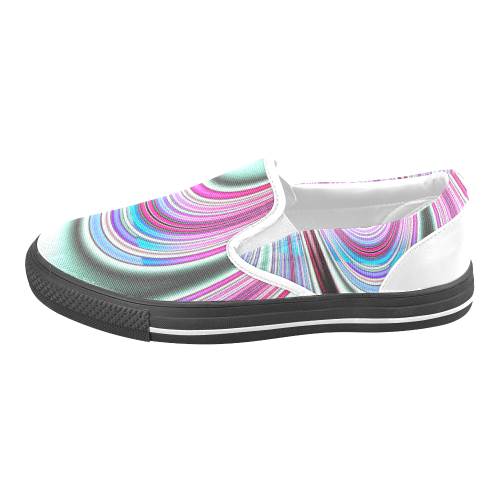 Pastel Ocean Waves Fractal Abstract Men's Slip-on Canvas Shoes (Model 019)