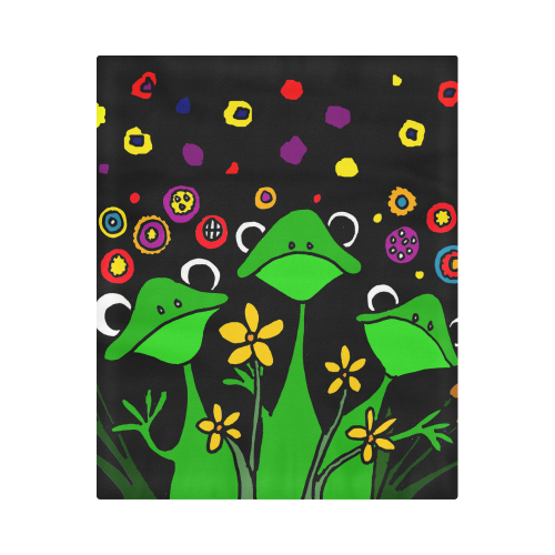Funny Funky Frogs Folk Art Duvet Cover 86"x70" ( All-over-print)