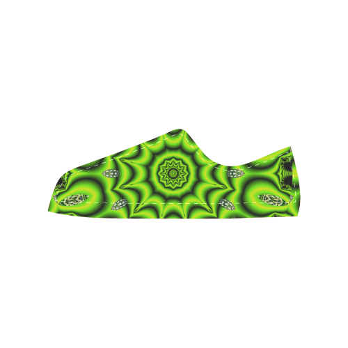 Spring Lime Green Garden Mandala, Abstract Spirals Women's Classic Canvas Shoes (Model 018)