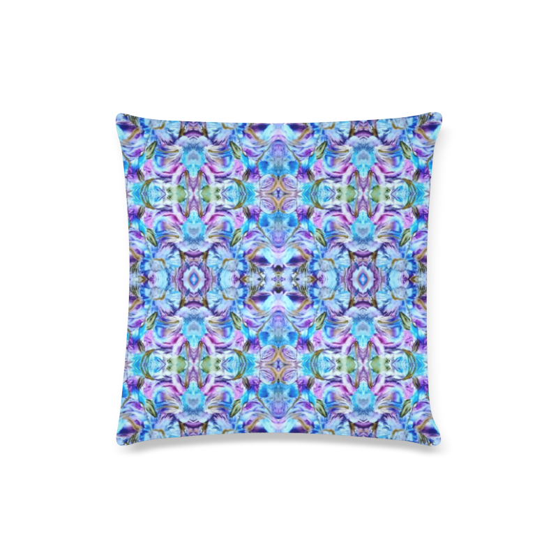 Elegant Turquoise Blue Flower Pattern Custom Zippered Pillow Case 16"x16"(Twin Sides)