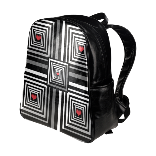 Op Art die 5 kleine herz Multi-Pockets Backpack (Model 1636)