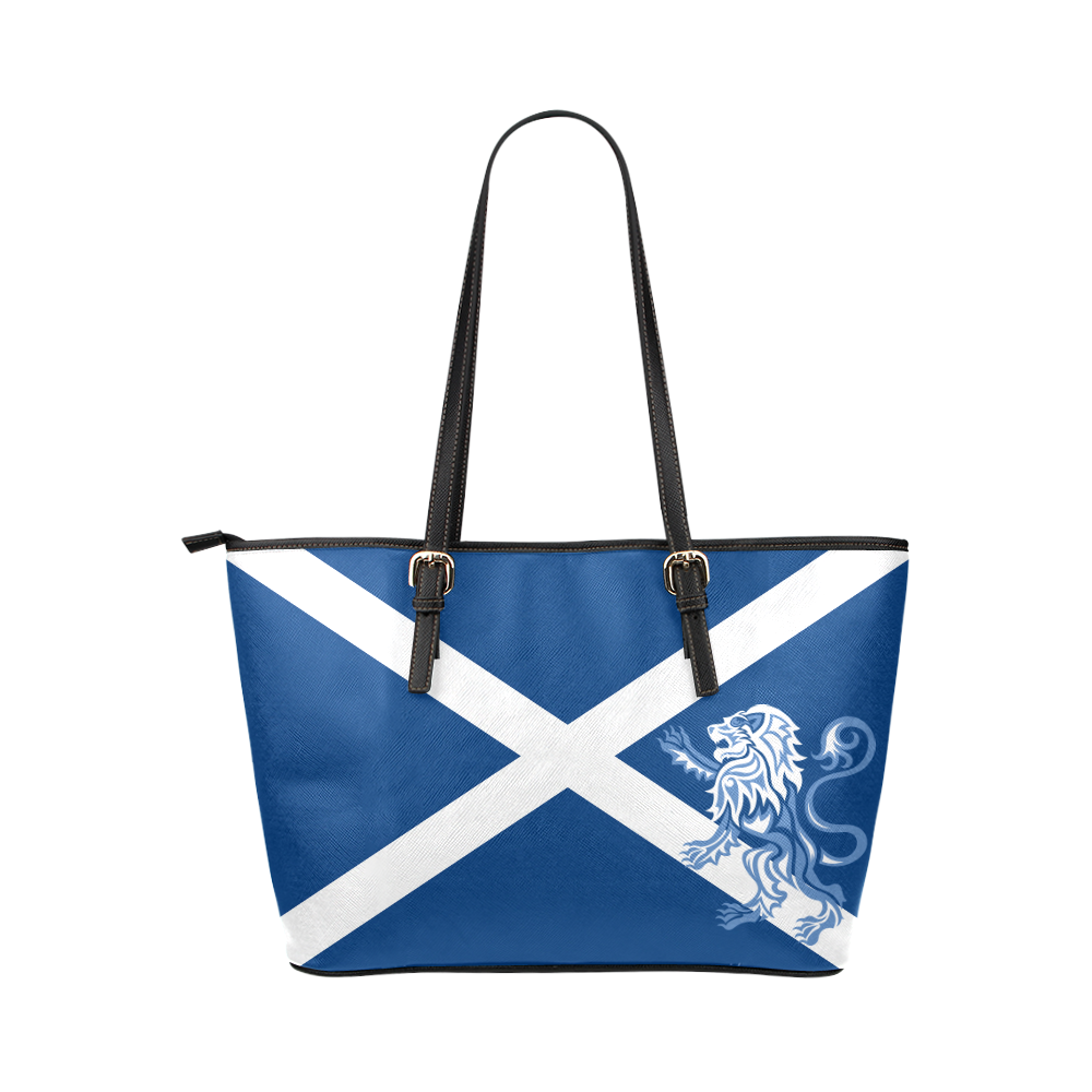 Tribal Lion Rampant and Saltire Flag by ArtformDesigns Leather Tote Bag/Small (Model 1651)