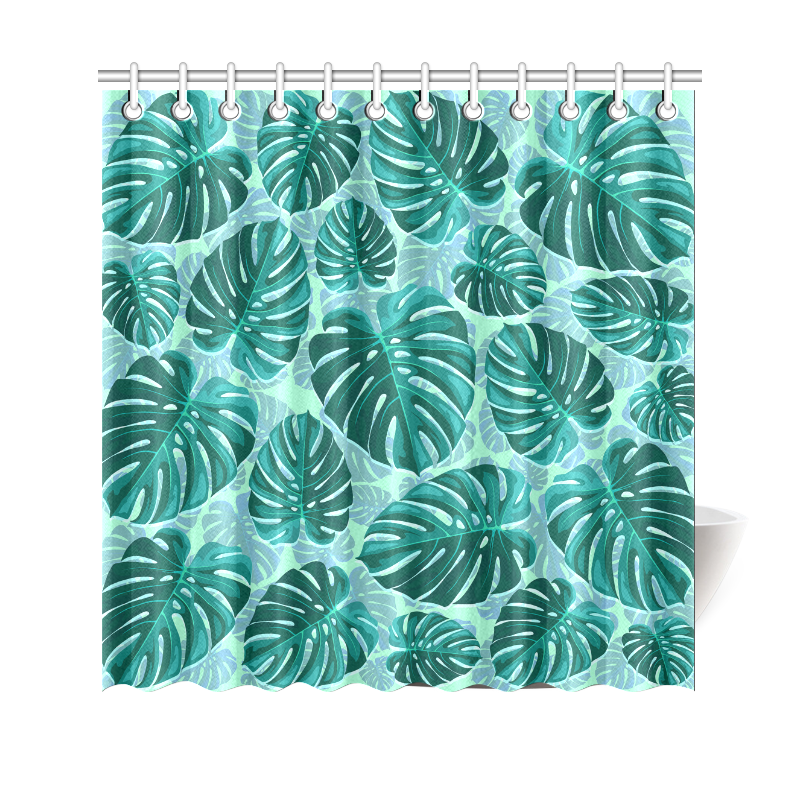 Tropical Leaf Monstera Plant Pattern Shower Curtain 69"x70"