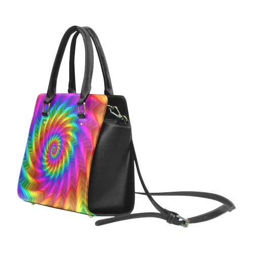 Psychedelic Rainbow Spiral Fractal Classic Shoulder Handbag (Model 1653)