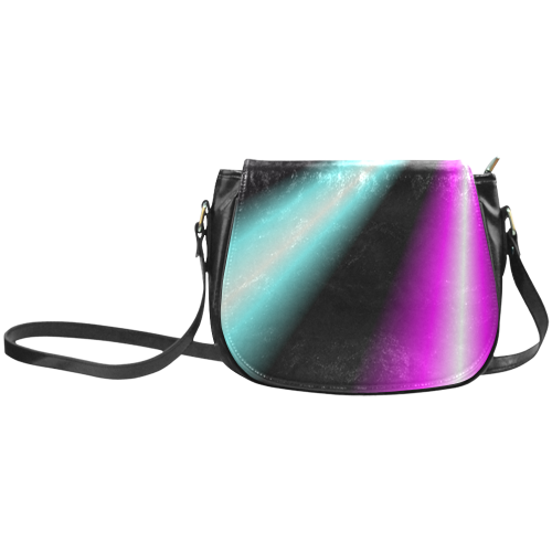 Turquoise and Fuchsia Spotlights in the Night Classic Saddle Bag/Large (Model 1648)