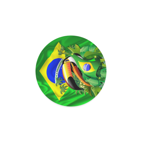 Brazil Flag with Toco Toucan Round Coaster