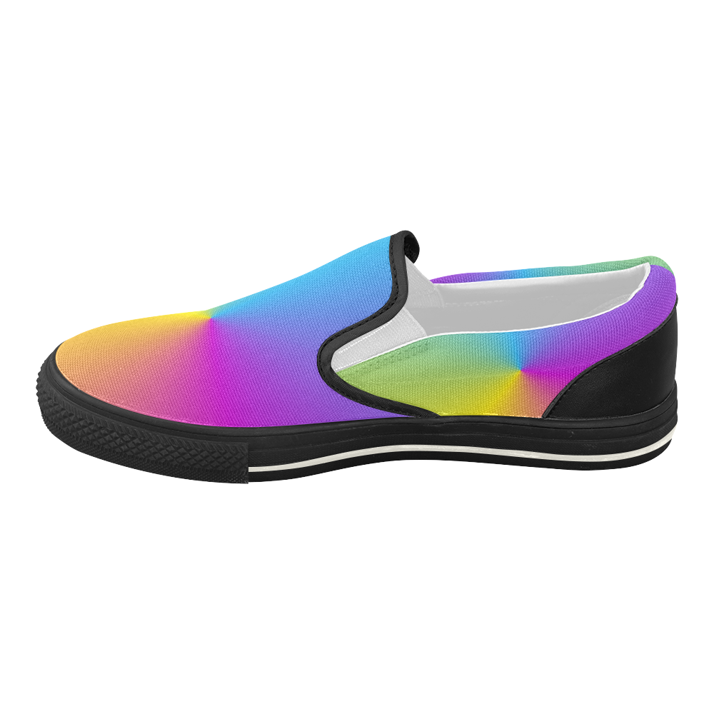 Pastel Rainbow Sunburst Women's Slip-on Canvas Shoes (Model 019)