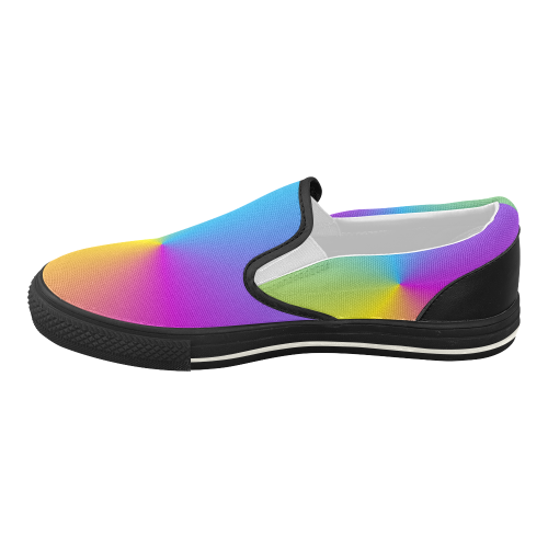 Pastel Rainbow Sunburst Women's Slip-on Canvas Shoes (Model 019)