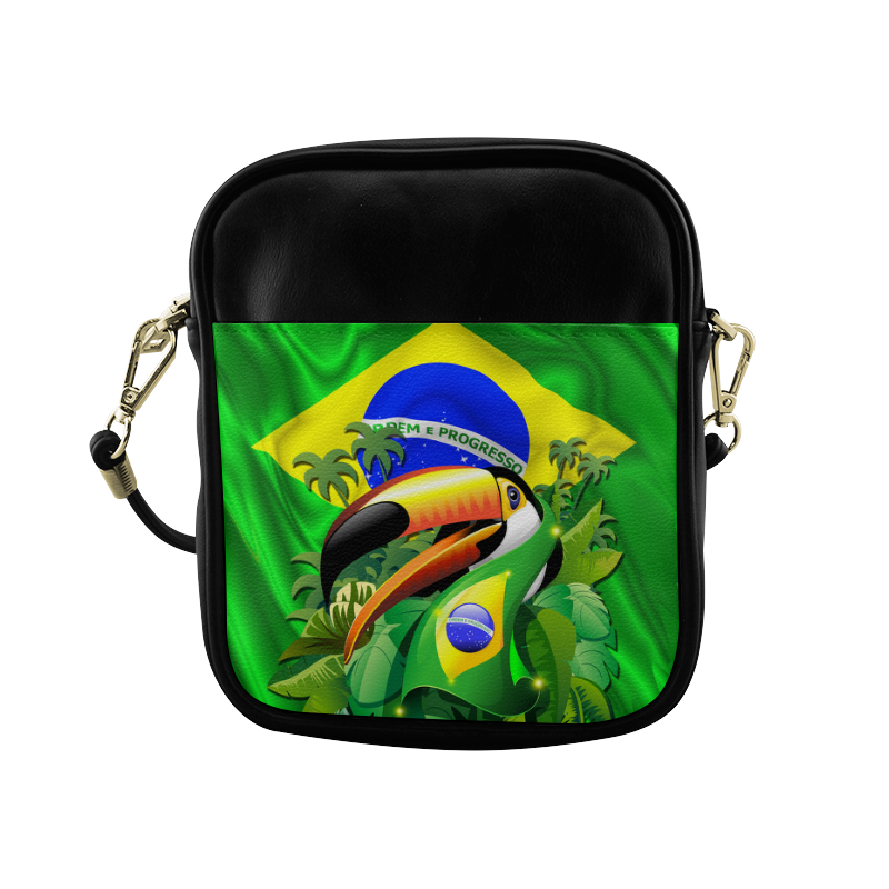Brazil Flag with Toco Toucan Sling Bag (Model 1627)