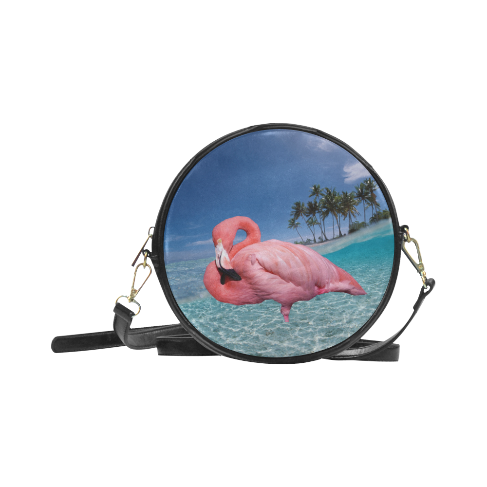 Flamingo and Palms Round Sling Bag (Model 1647)