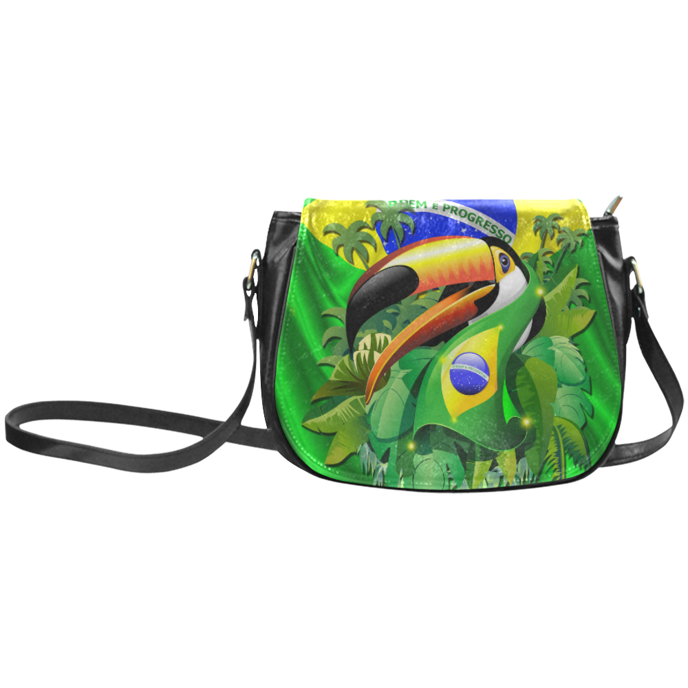 Brazil Flag with Toco Toucan Classic Saddle Bag/Small (Model 1648)