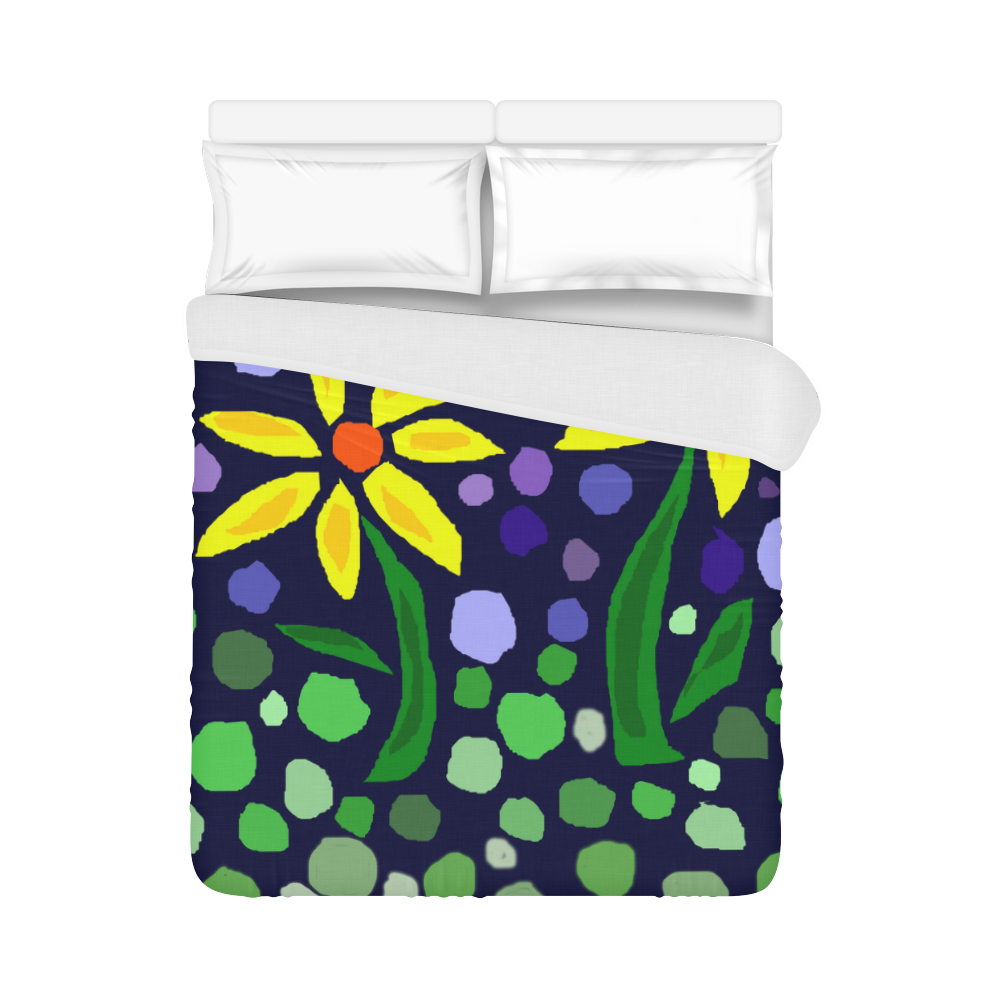 Cheerful Yellow Daisy Flowers Abstract Duvet Cover 86"x70" ( All-over-print)