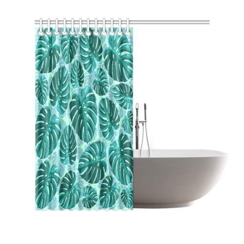 Tropical Leaf Monstera Plant Pattern Shower Curtain 69"x70"