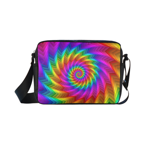 Psychedelic Rainbow Spiral Fractal Classic Cross-body Nylon Bags (Model 1632)