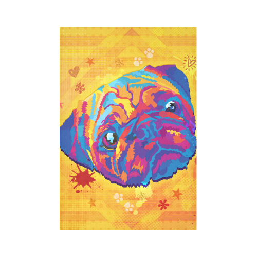 pop art pug Cotton Linen Wall Tapestry 60"x 90"