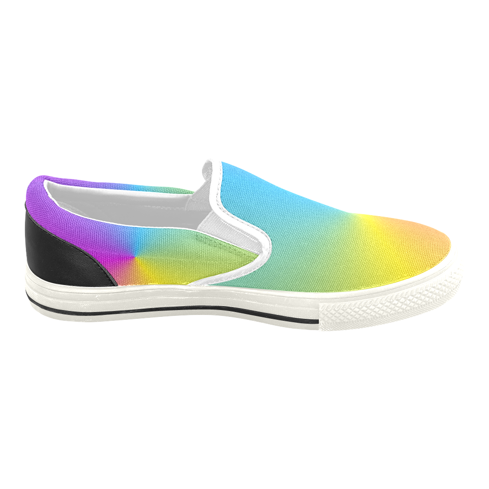 Pastel Rainbow Sunburst Men's Unusual Slip-on Canvas Shoes (Model 019)