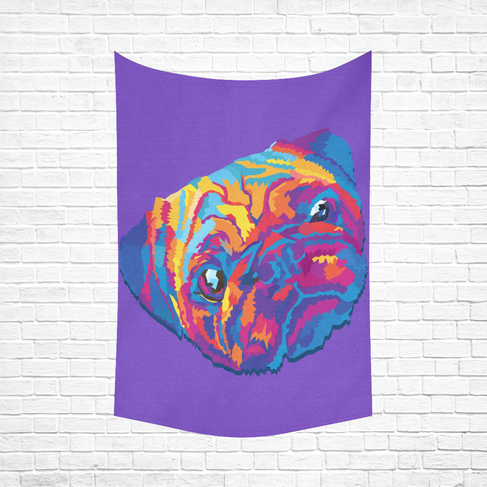 pop art pug Cotton Linen Wall Tapestry 60"x 90"