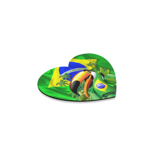 Brazil Flag with Toco Toucan Heart Coaster