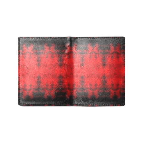 Red Black Gothic Pattern Men's Leather Wallet (Model 1612)