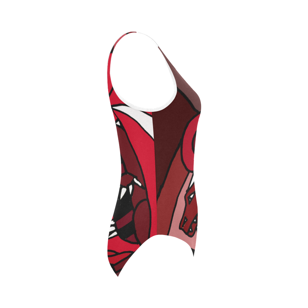 Cool Red Dragon Art Vest One Piece Swimsuit (Model S04)