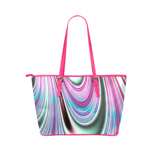 Pastel Ocean Waves Fractal Abstract Leather Tote Bag/Small (Model 1651)