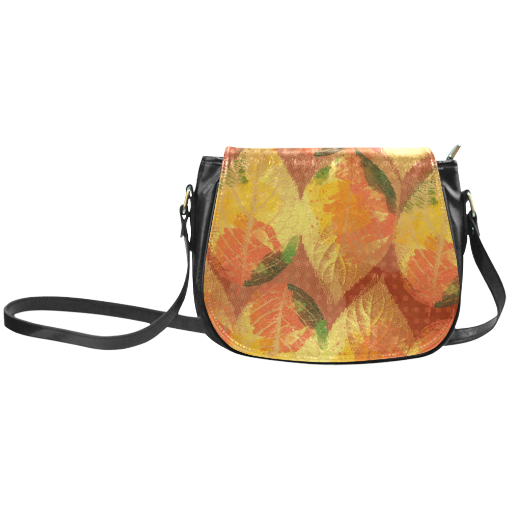 Fall Colors Leaves Pattern Classic Saddle Bag/Large (Model 1648)