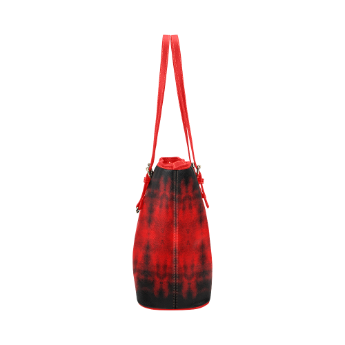 Red Black Gothic Pattern Leather Tote Bag/Small (Model 1651)