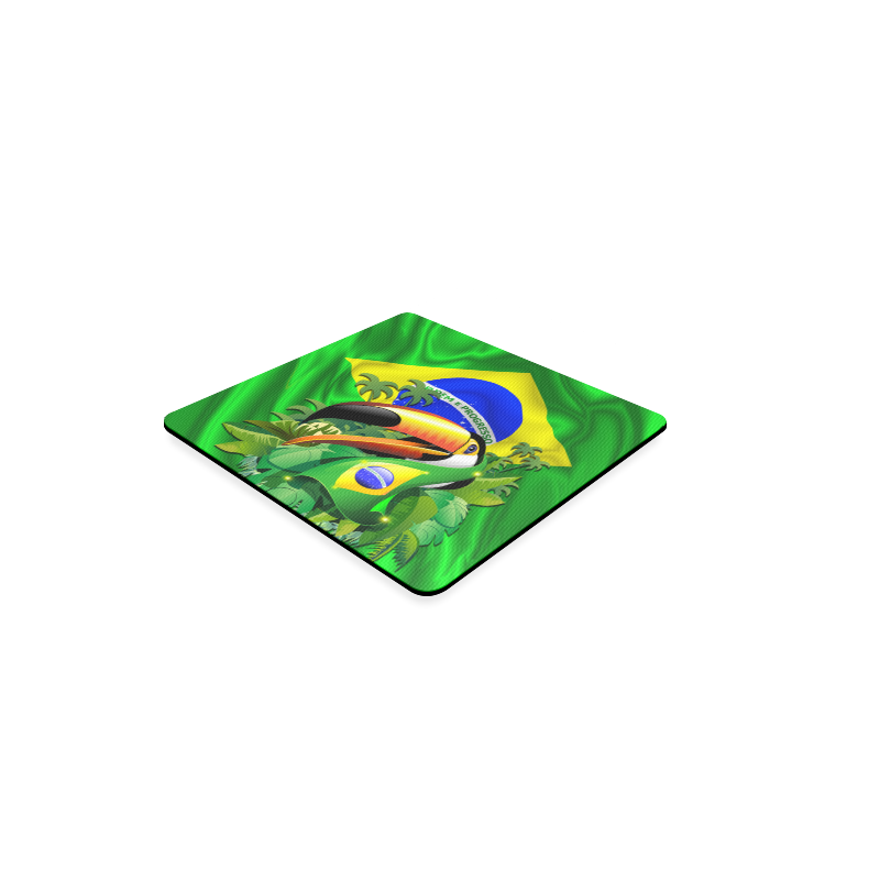 Brazil Flag with Toco Toucan Square Coaster