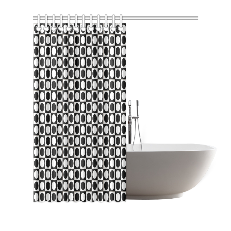 Modern DOTS in SQUARES pattern - black white Shower Curtain 72"x72"