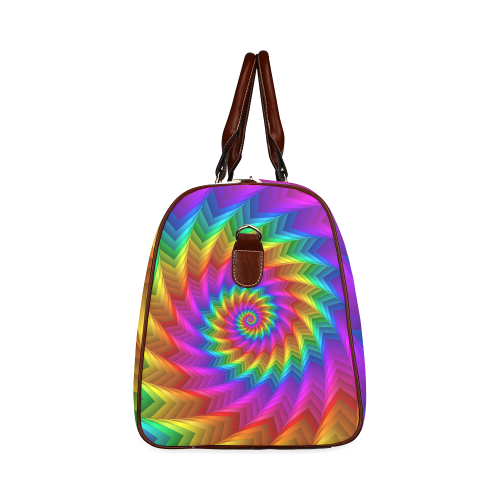 Psychedelic Rainbow Spiral Fractal Waterproof Travel Bag/Small (Model 1639)