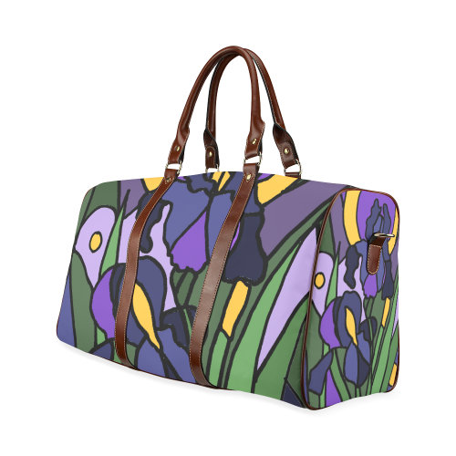 Cool Blue Iris Flowers Abstract Waterproof Travel Bag/Large (Model 1639)