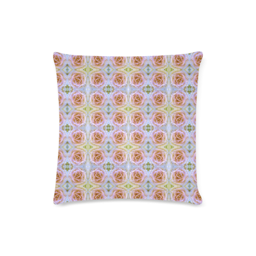 Pink Light Blue Pastel Flowers Custom Zippered Pillow Case 16"x16"(Twin Sides)