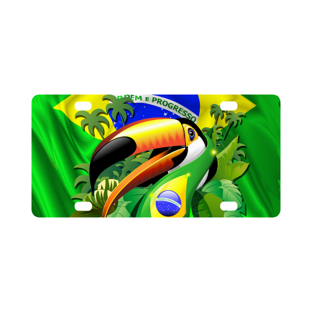 Brazil Flag with Toco Toucan Classic License Plate