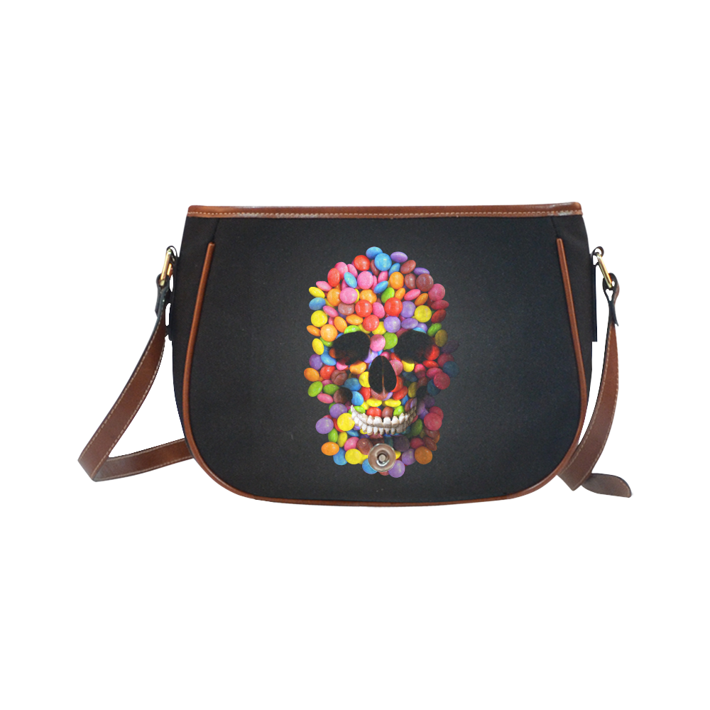 Halloween Candy Sugar Skull Saddle Bag/Small (Model 1649) Full Customization
