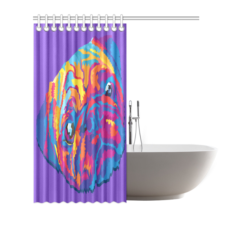 pop art pug Shower Curtain 66"x72"