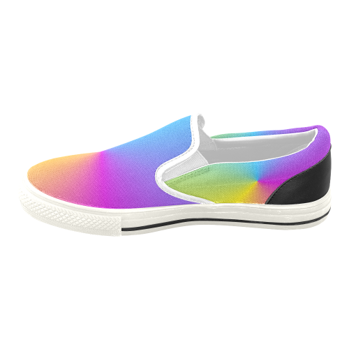 Pastel Rainbow Sunburst Men's Unusual Slip-on Canvas Shoes (Model 019)