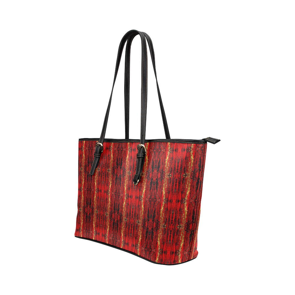 Red Gold, Old Oriental Pattern Leather Tote Bag/Small (Model 1651)
