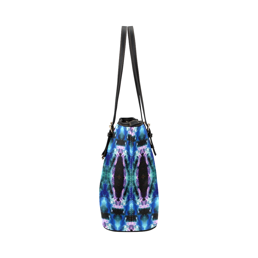 Blue, Light Blue, Metallic Diamond Pattern Leather Tote Bag/Small (Model 1651)
