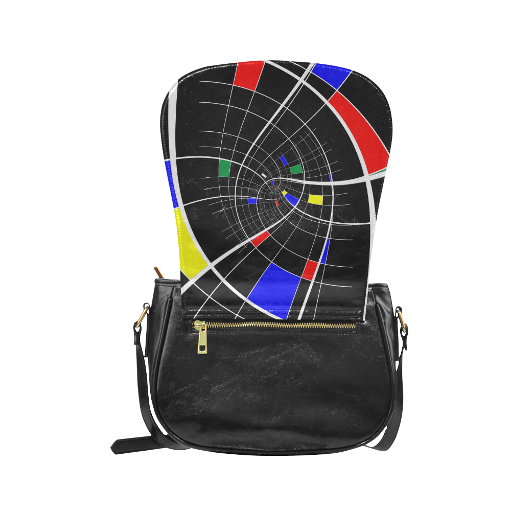 Swirl Grid with Colors Red Blue Green Yellow White Classic Saddle Bag/Small (Model 1648)