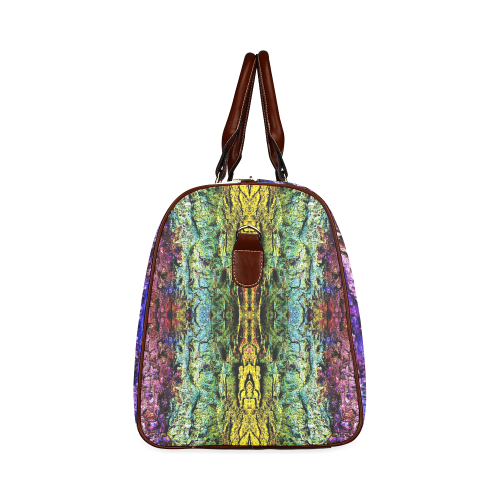 Abstract, Yellow Green, Purple, Tree Trunk Waterproof Travel Bag/Large (Model 1639)