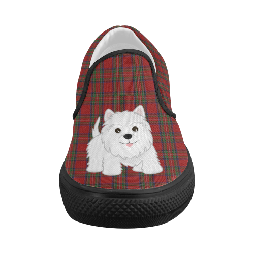 Tartan Plaid and Scottie Dog by ArtformDesigns Women's Slip-on Canvas Shoes (Model 019)