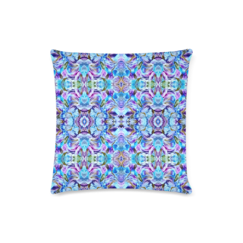 Elegant Turquoise Blue Flower Pattern Custom Zippered Pillow Case 16"x16" (one side)