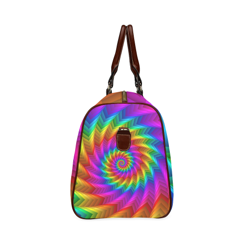 Psychedelic Rainbow Spiral Fractal Waterproof Travel Bag/Large (Model 1639)