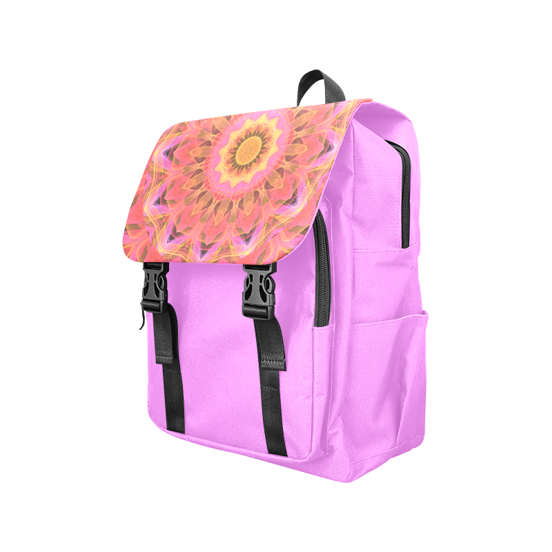 Abstract Peach Violet Mandala Ribbon Candy Lace Casual Shoulders Backpack (Model 1623)