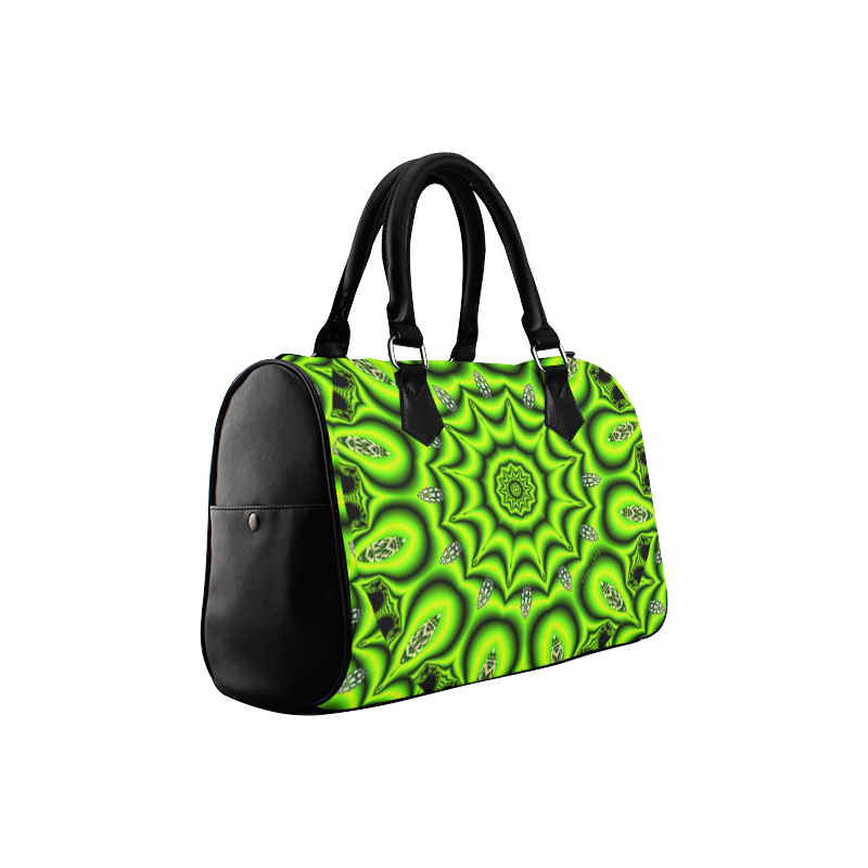 Spring Lime Green Garden Mandala, Abstract Spirals Boston Handbag (Model 1621)