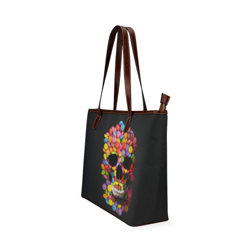 Halloween Candy Sugar Skull Shoulder Tote Bag (Model 1646)