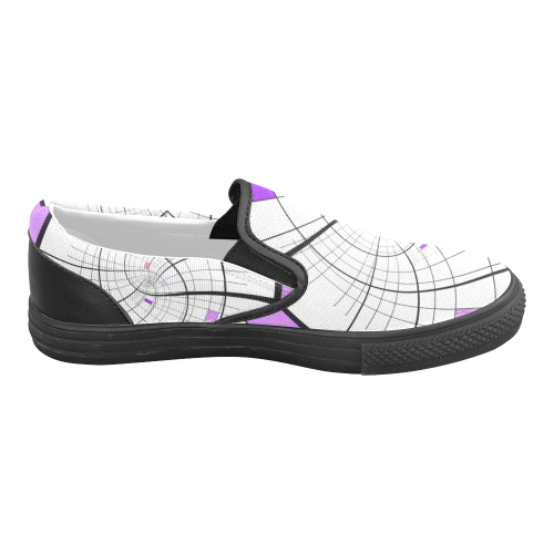 Swirl Grid Lilac Rose Spiral Women's Unusual Slip-on Canvas Shoes (Model 019)